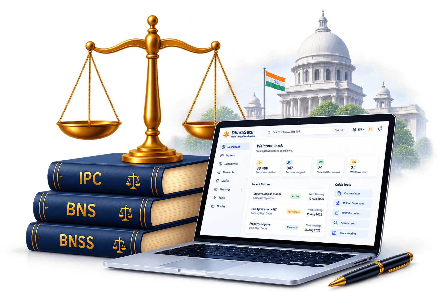 DharaSetu legal workspace illustration